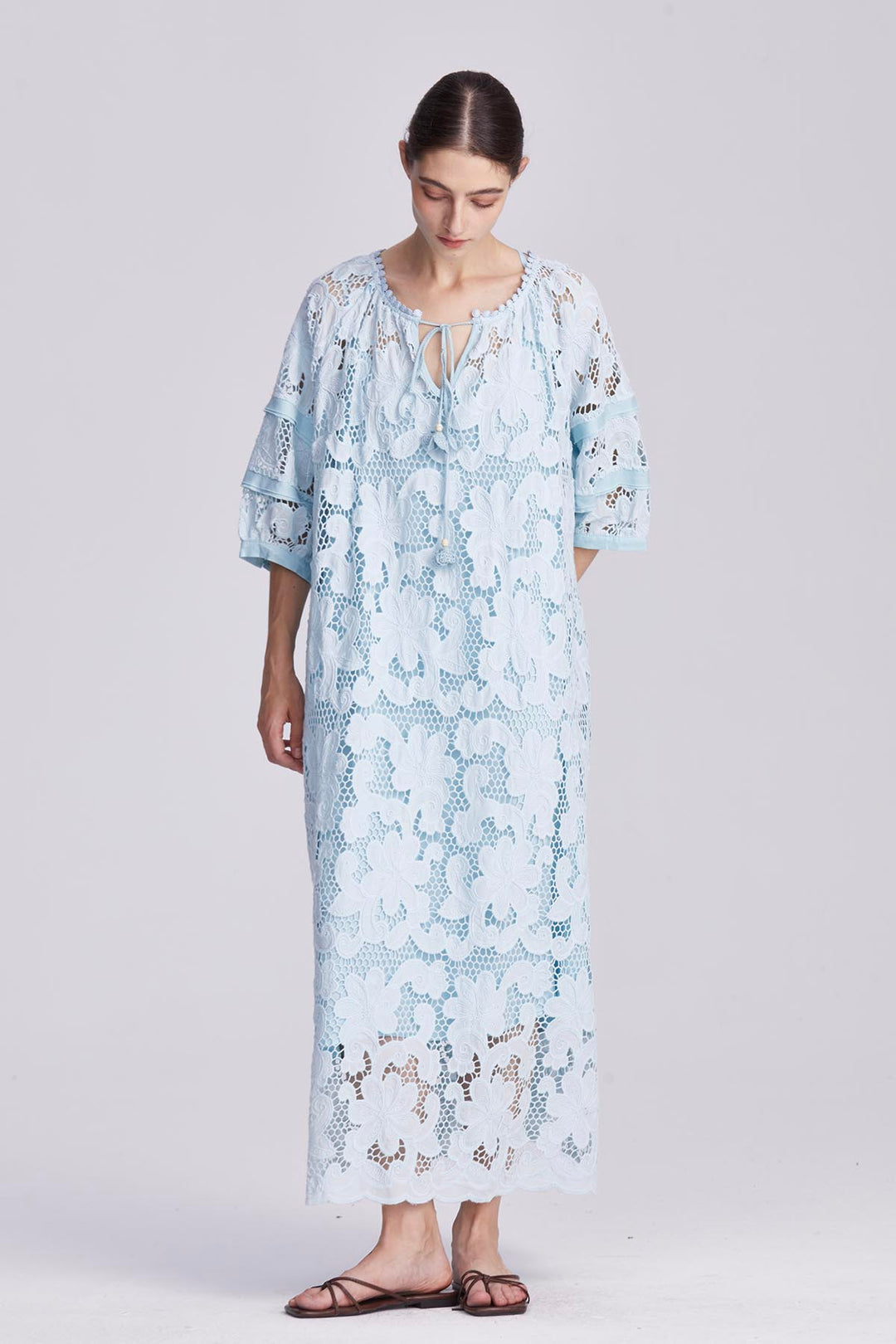 Ophelia Embroidery Lace Maxi Dress
