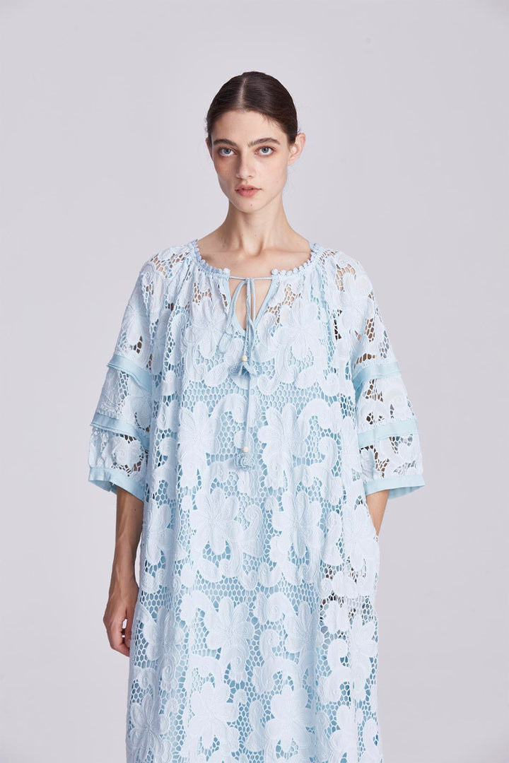 Ophelia Embroidery Lace Maxi Dress