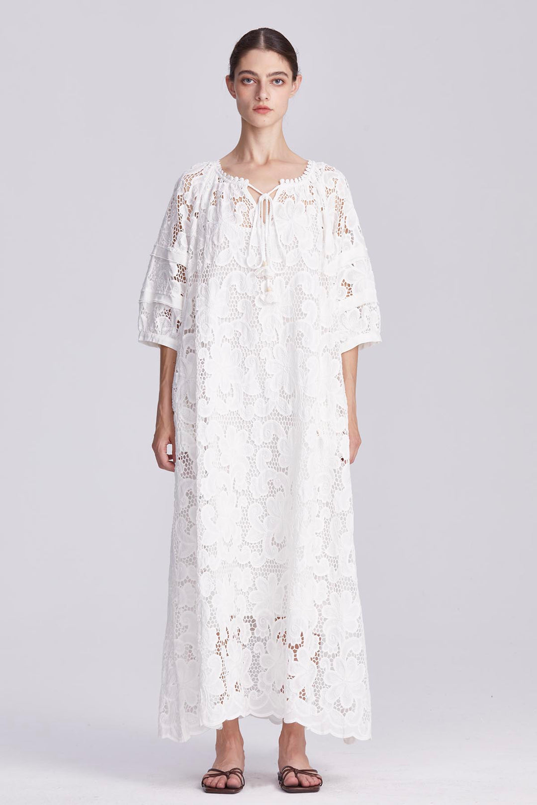 Ophelia Embroidery Lace Maxi Dress