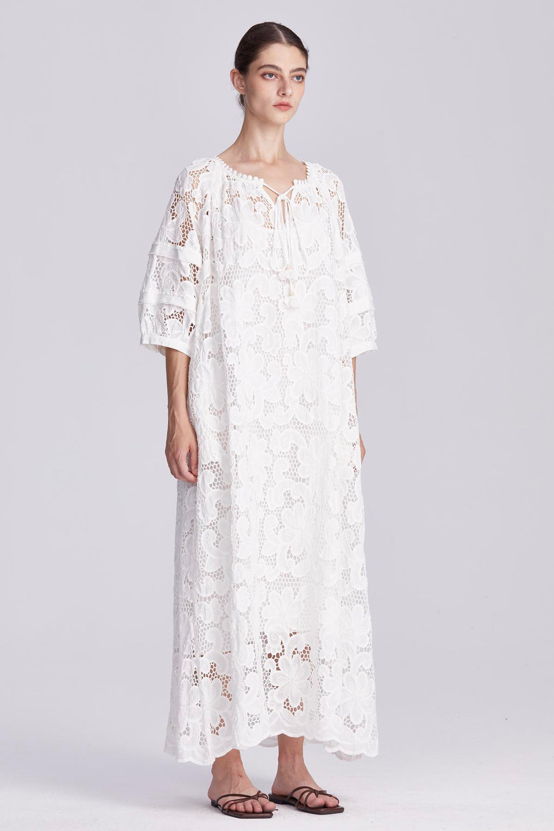 Ophelia Embroidery Lace Maxi Dress