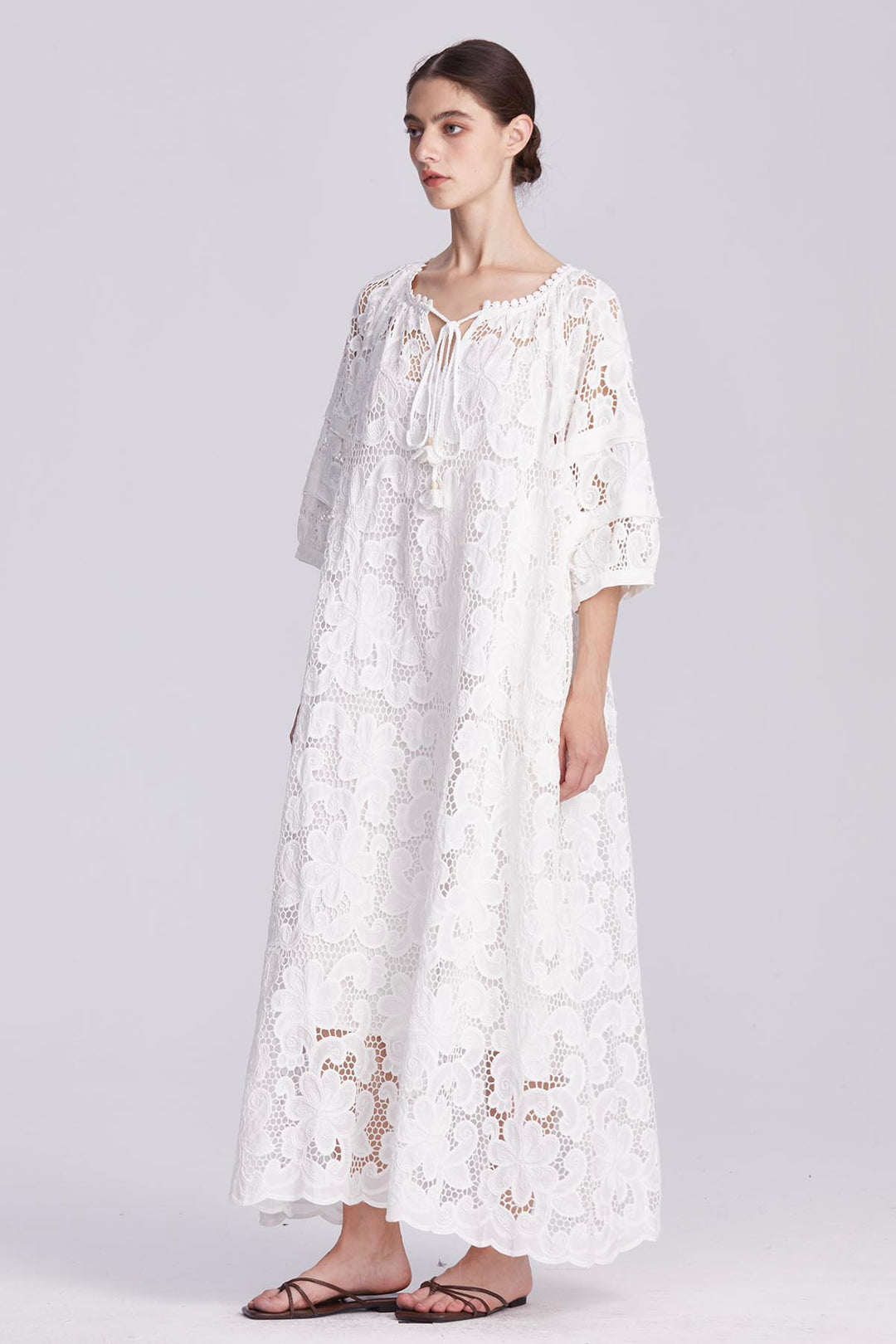 Ophelia Embroidery Lace Maxi Dress