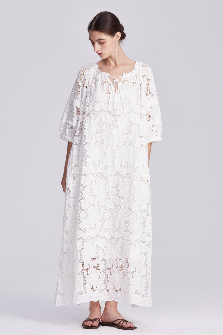 Ophelia Embroidery Lace Maxi Dress