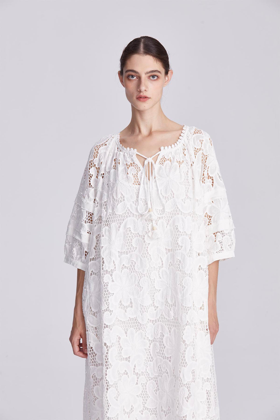 Ophelia Embroidery Lace Maxi Dress