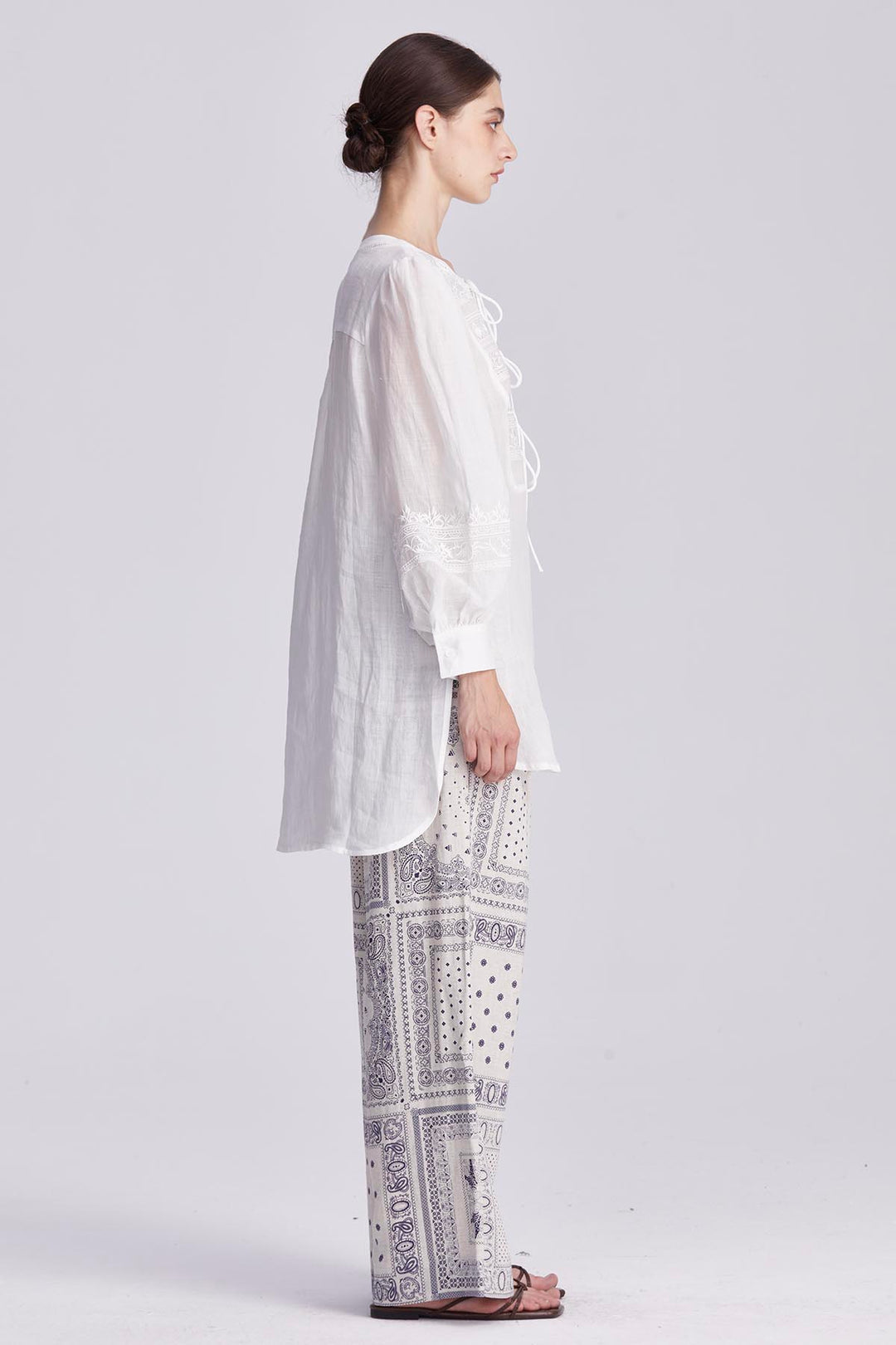 Elodie Embroidered Tie-Front Blouse