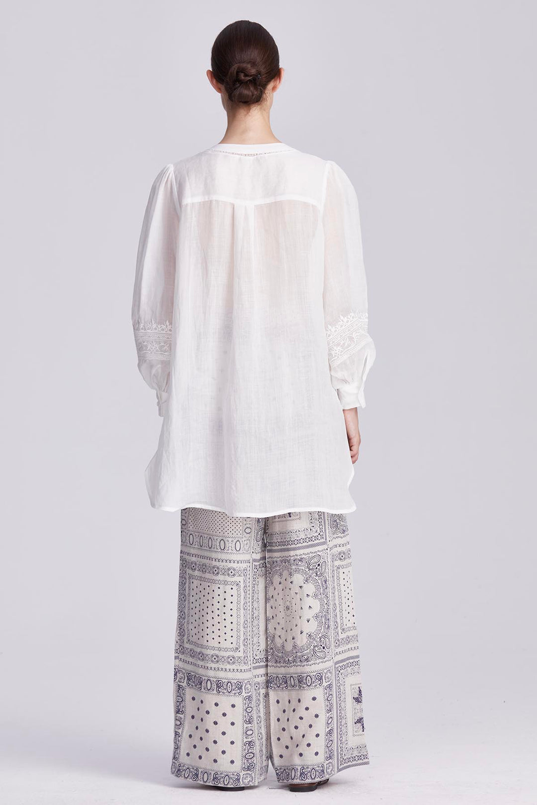 Elodie Embroidered Tie-Front Blouse