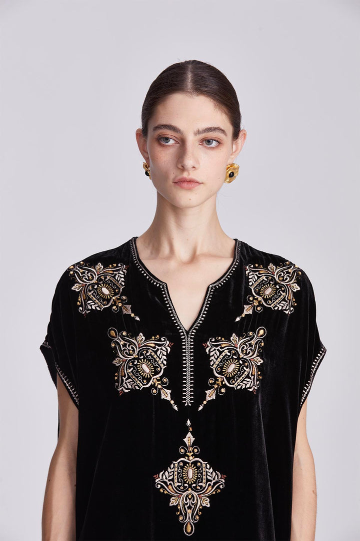 Elspeth Embroidered Velvet dress