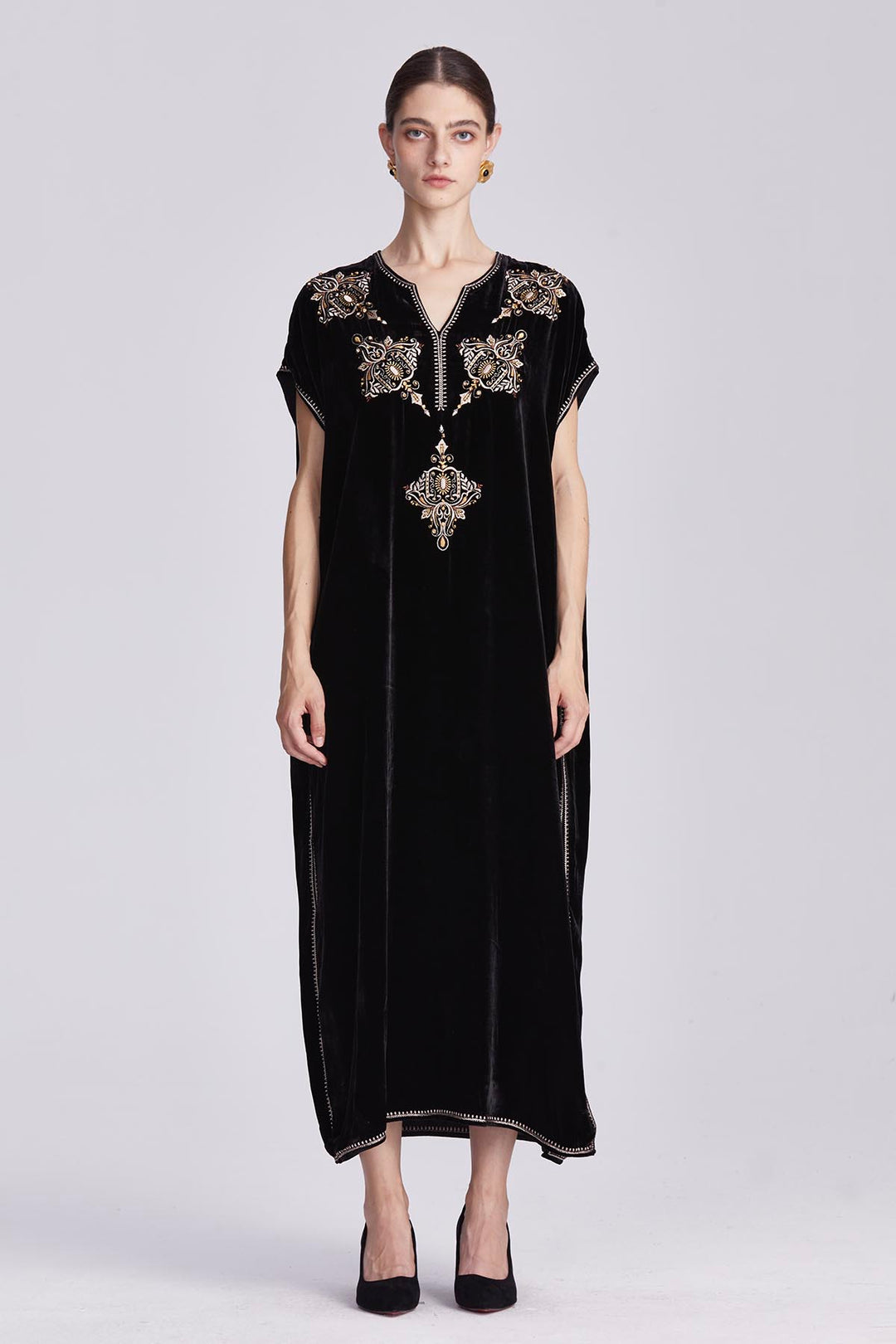 Elspeth Embroidered Velvet dress