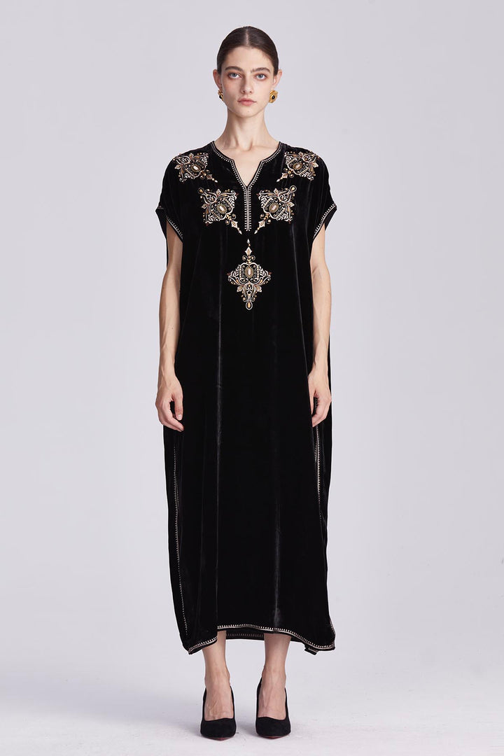 Elspeth Embroidered Velvet dress