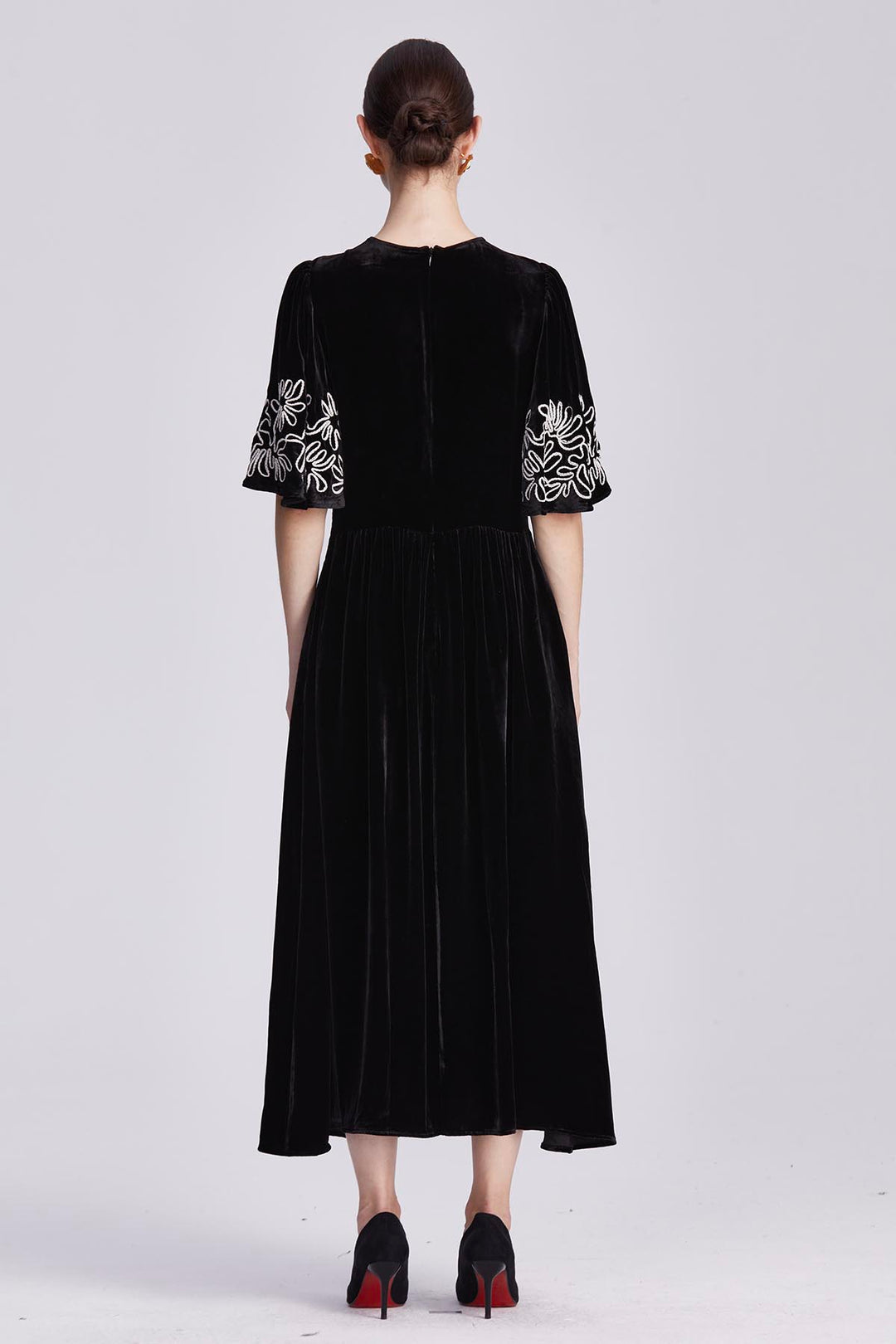 Amara Embroidered Velvet Dress