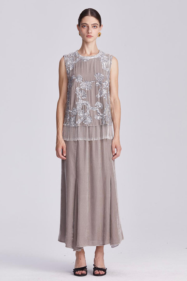 Aisling Velvet Dress with Metallic Embellishment