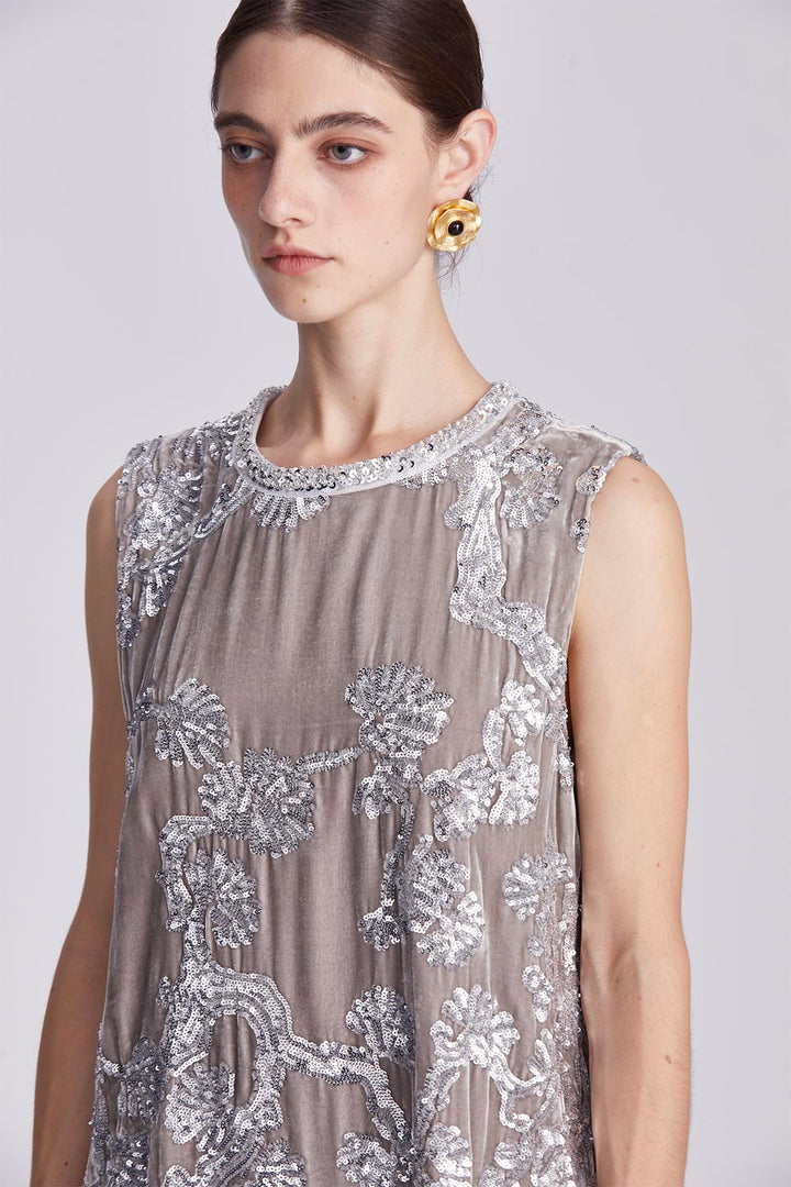 Aisling Velvet Dress with Metallic Embellishment