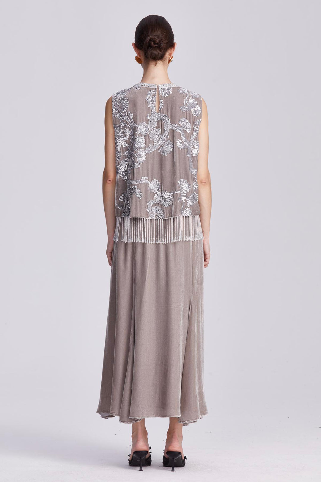 Aisling Velvet Dress with Metallic Embellishment