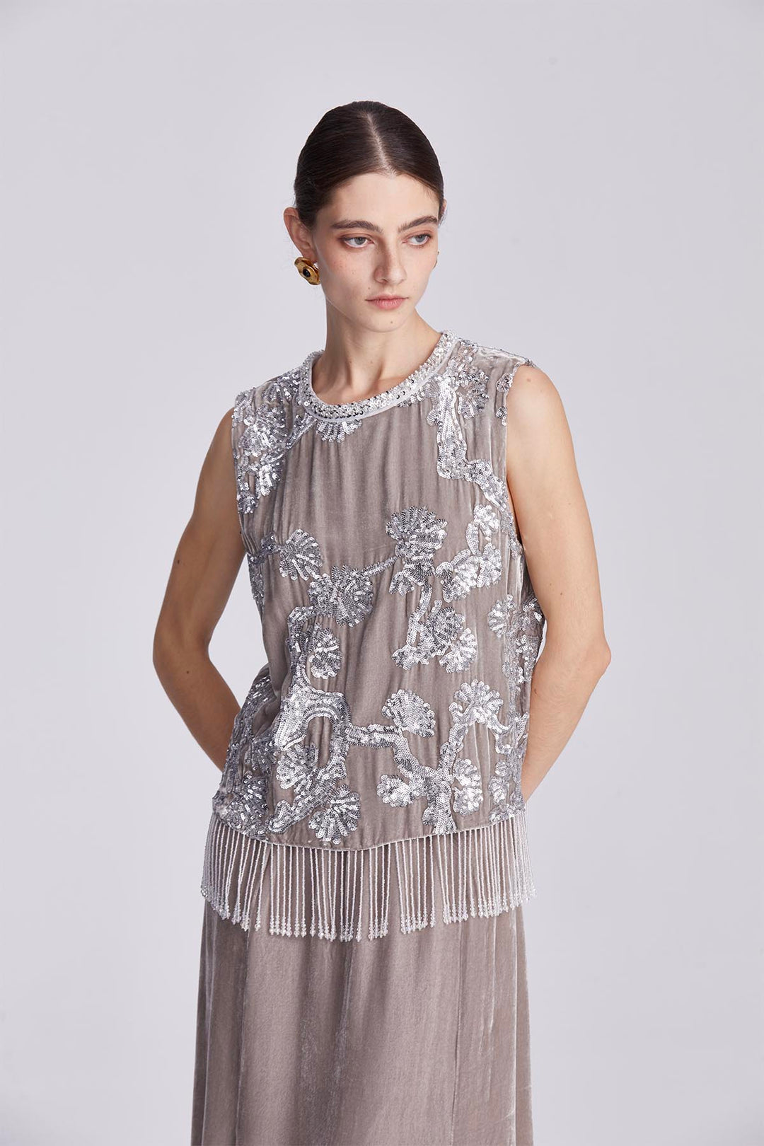 Aisling Velvet Dress with Metallic Embellishment