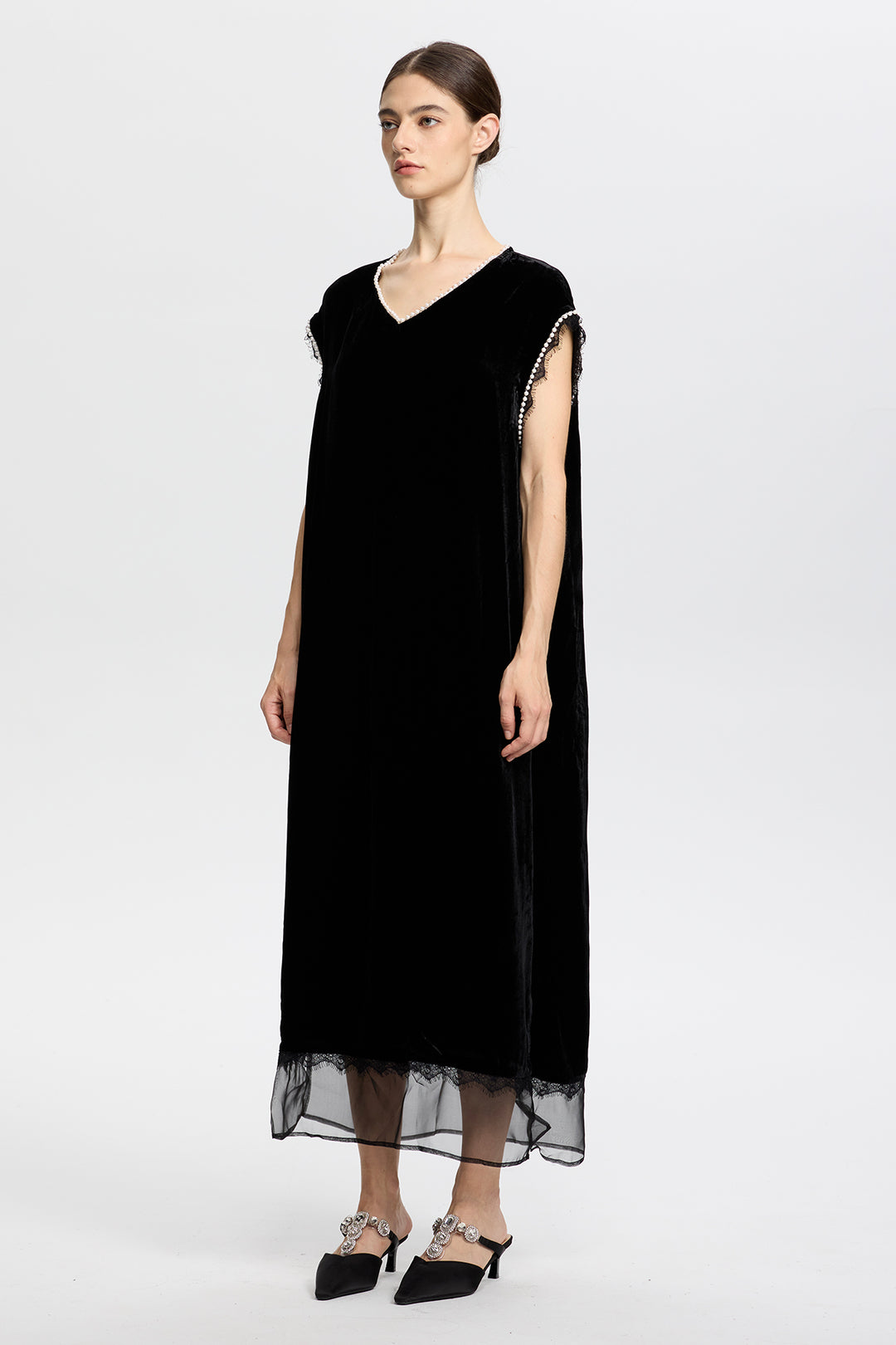 Claudia Velvet Lace Splice Dress