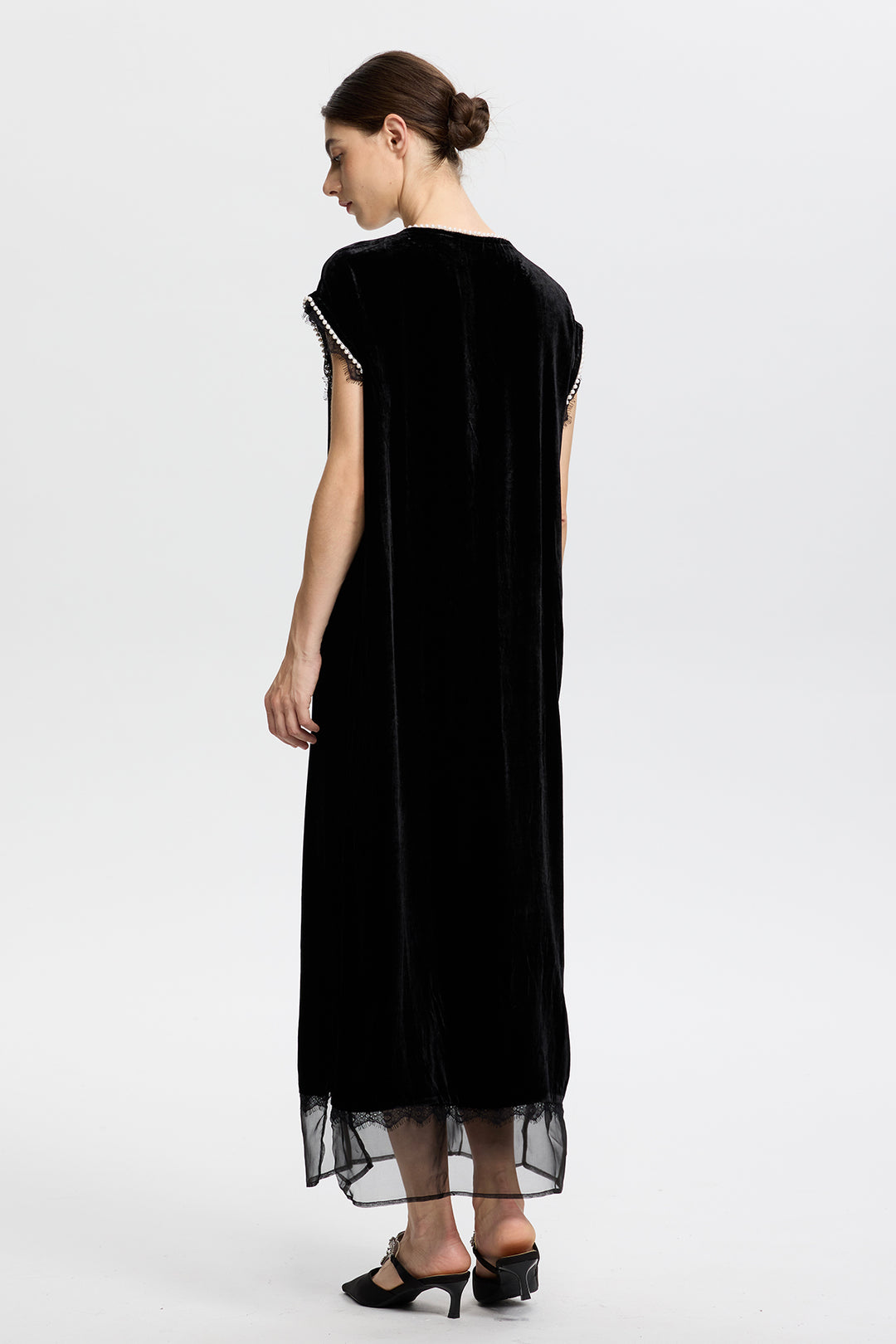 Claudia Velvet Lace Splice Dress