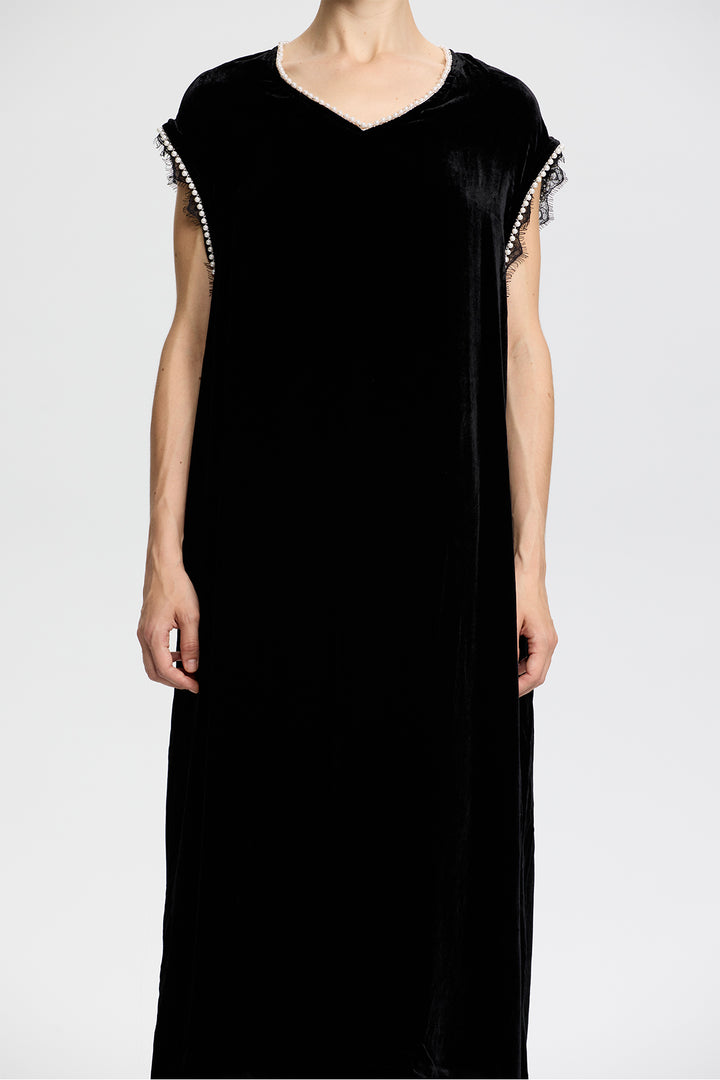 Claudia Velvet Lace Splice Dress