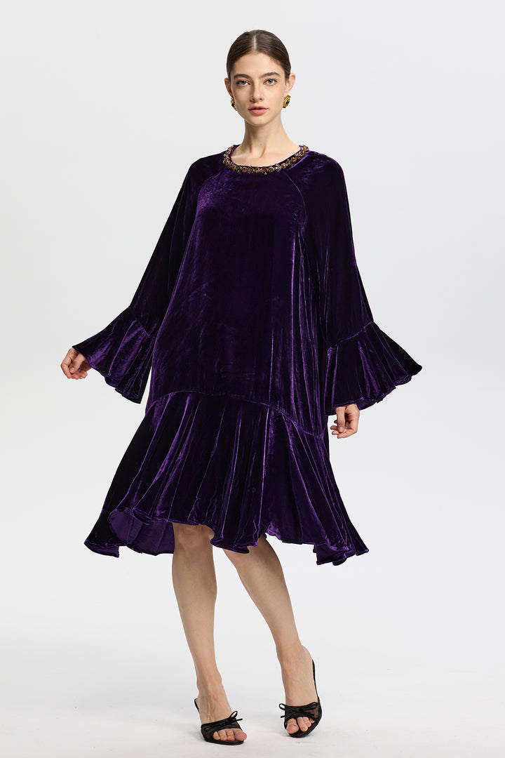 Viola Purple Velvet Dress