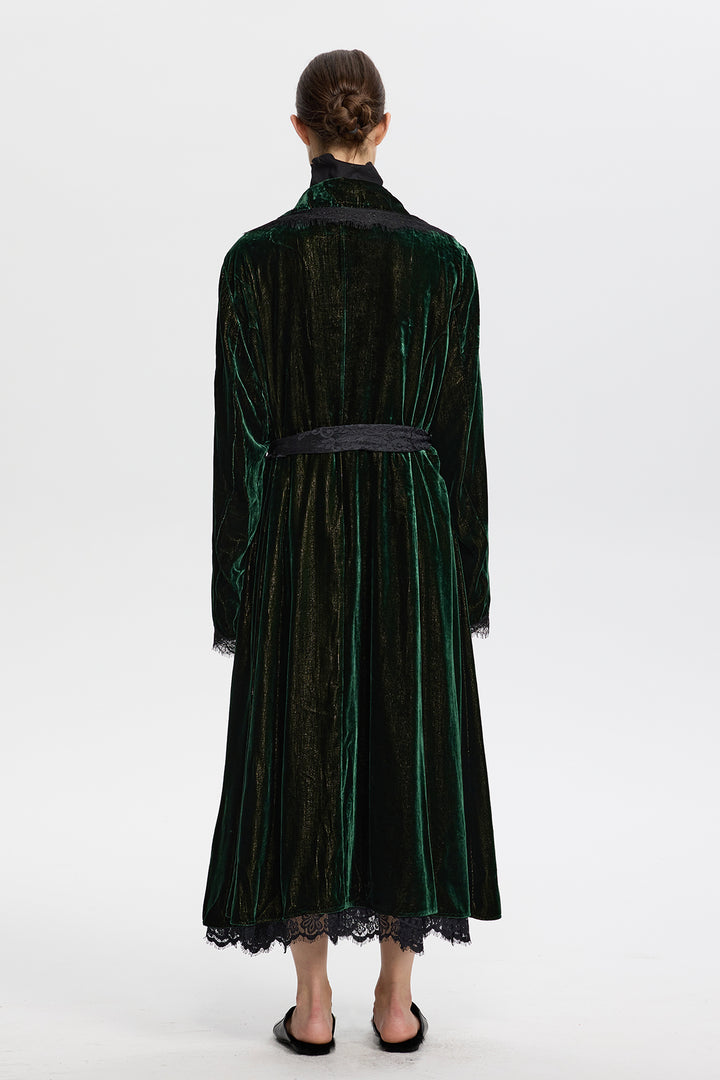 Liora Luxury Reversible Velvet Lace Trench Coat