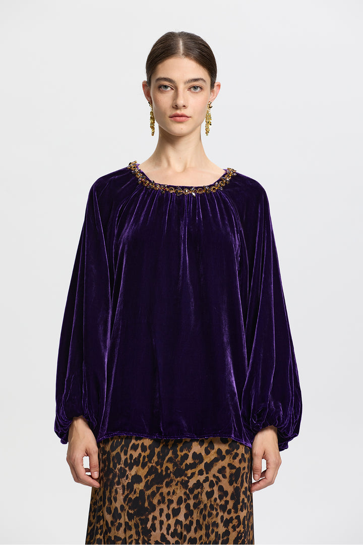 Viola Purple Velvet Top