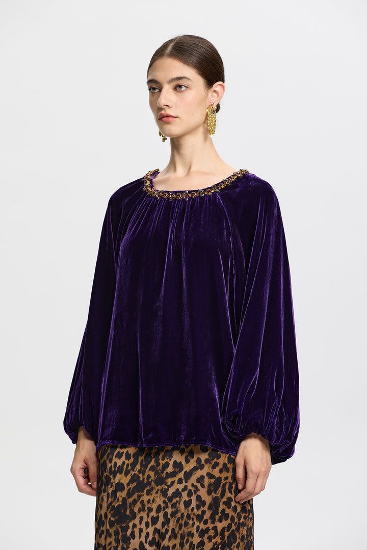 Viola Purple Velvet Top