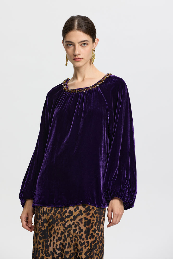 Viola Purple Velvet Top