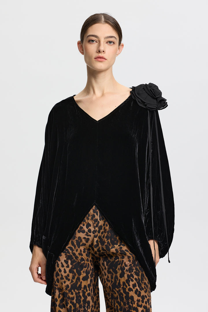 Lyra 3D Flower Velvet Top