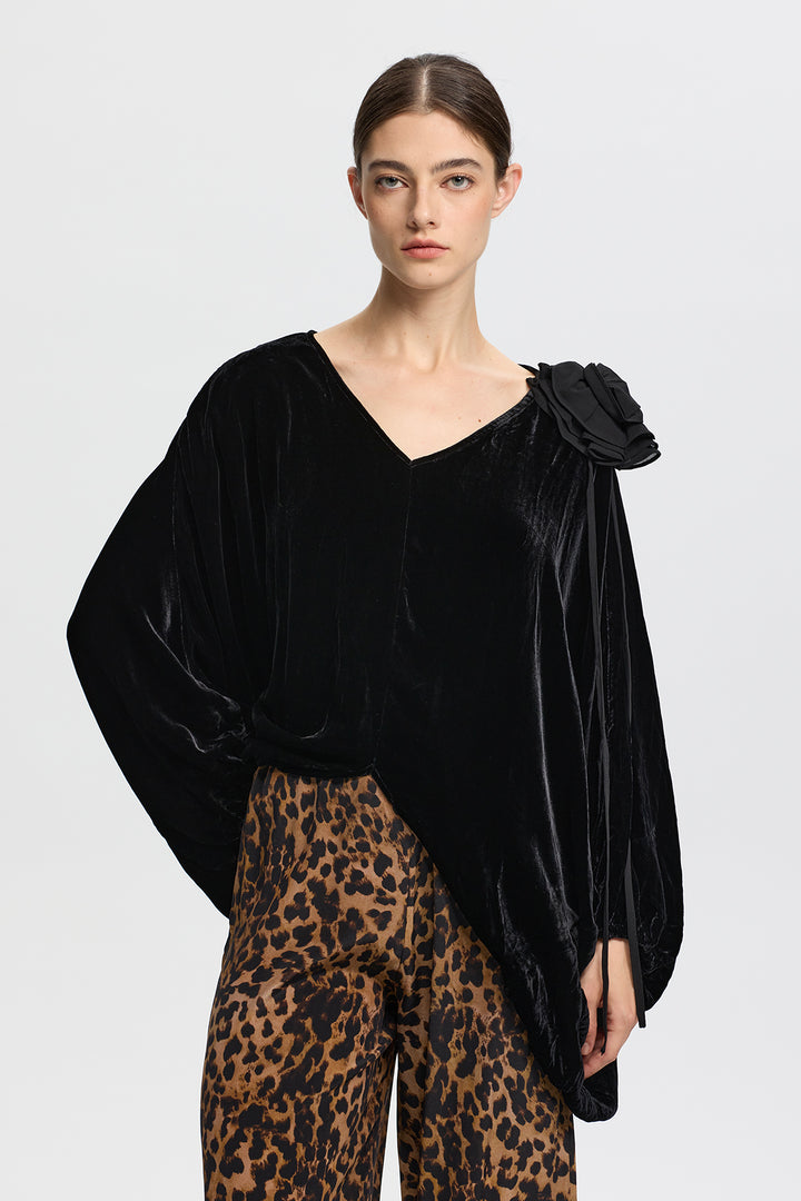 Lyra 3D Flower Velvet Top