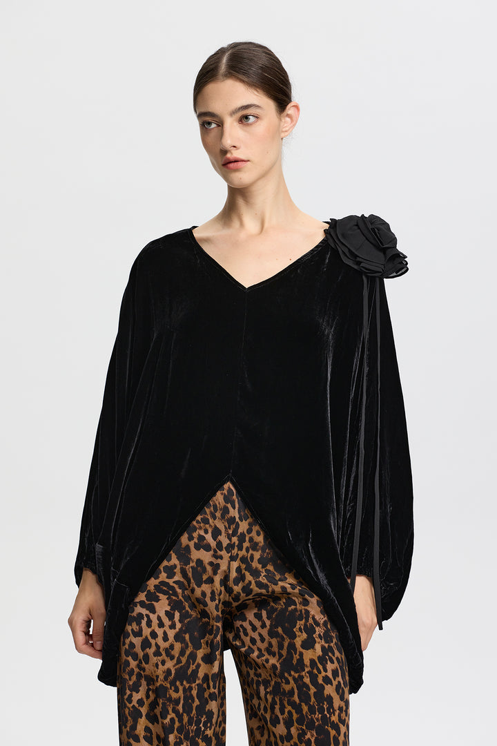 Lyra 3D Flower Velvet Top