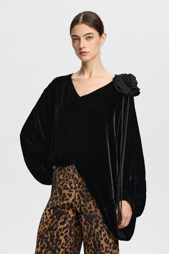 Lyra 3D Flower Velvet Top