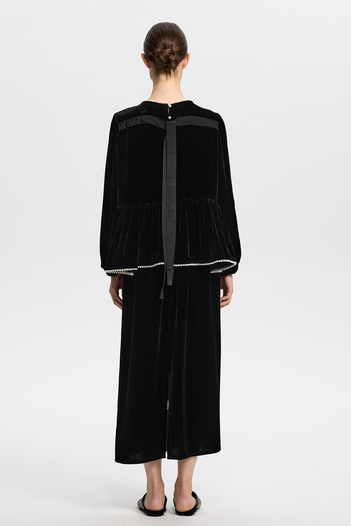 Marina Pearl Long Sleeve Velvet Top