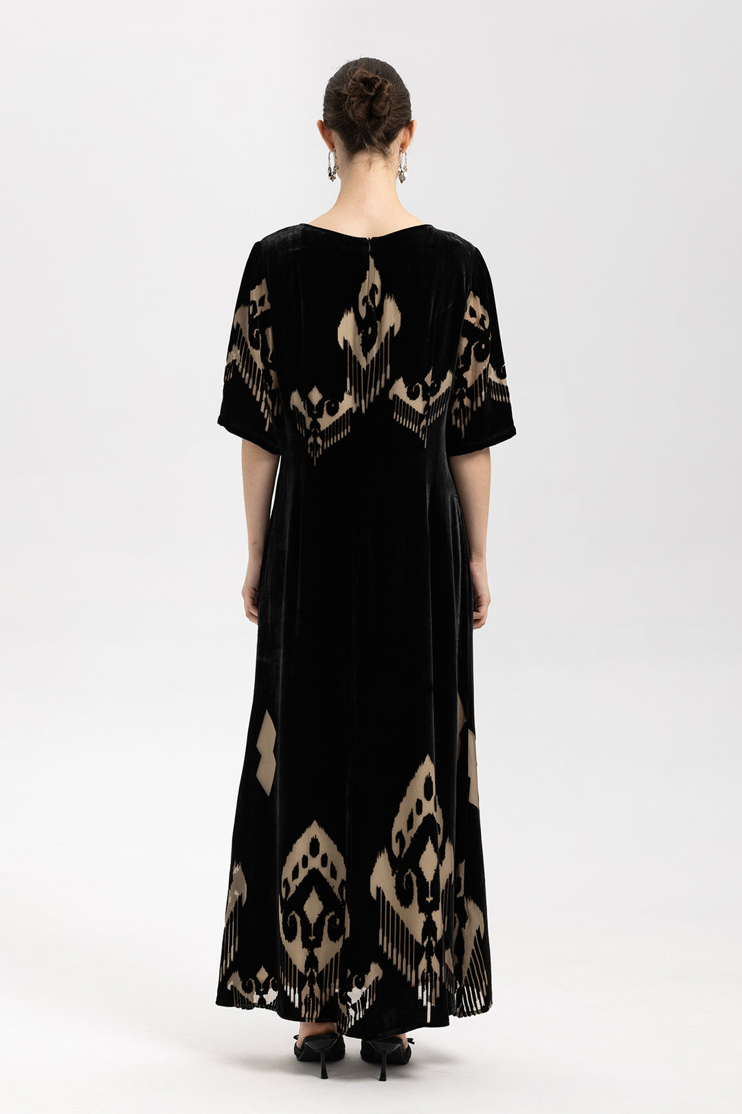 Ikat Burnout Velvet V-Neck Maxi Dress
