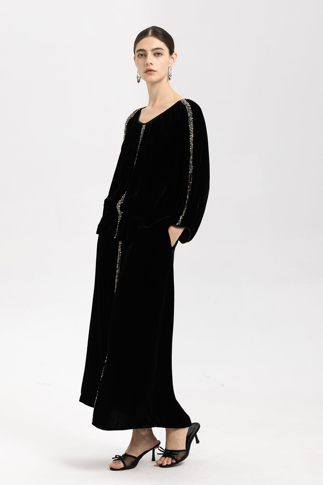 Emilia Velvet Beaded Two Piece Set