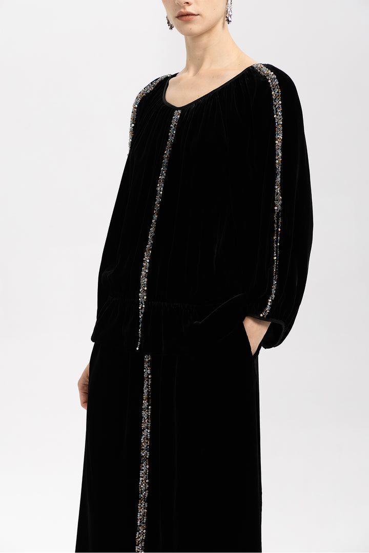 Emilia Velvet Beaded Two Piece Set