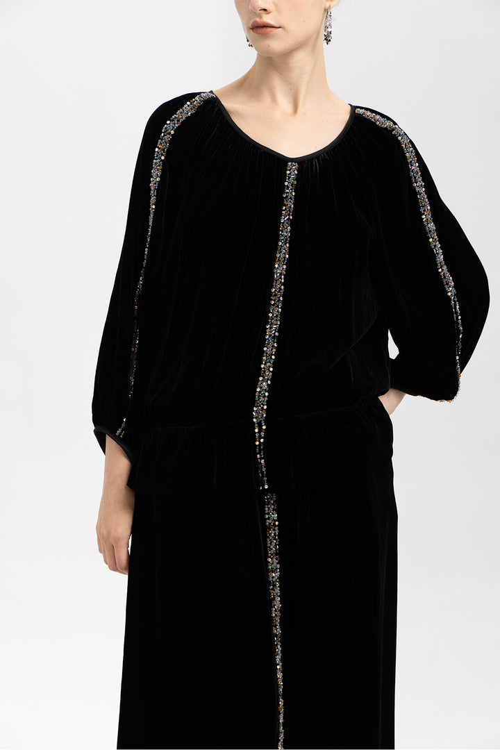 Emilia Velvet Beaded Two Piece Set