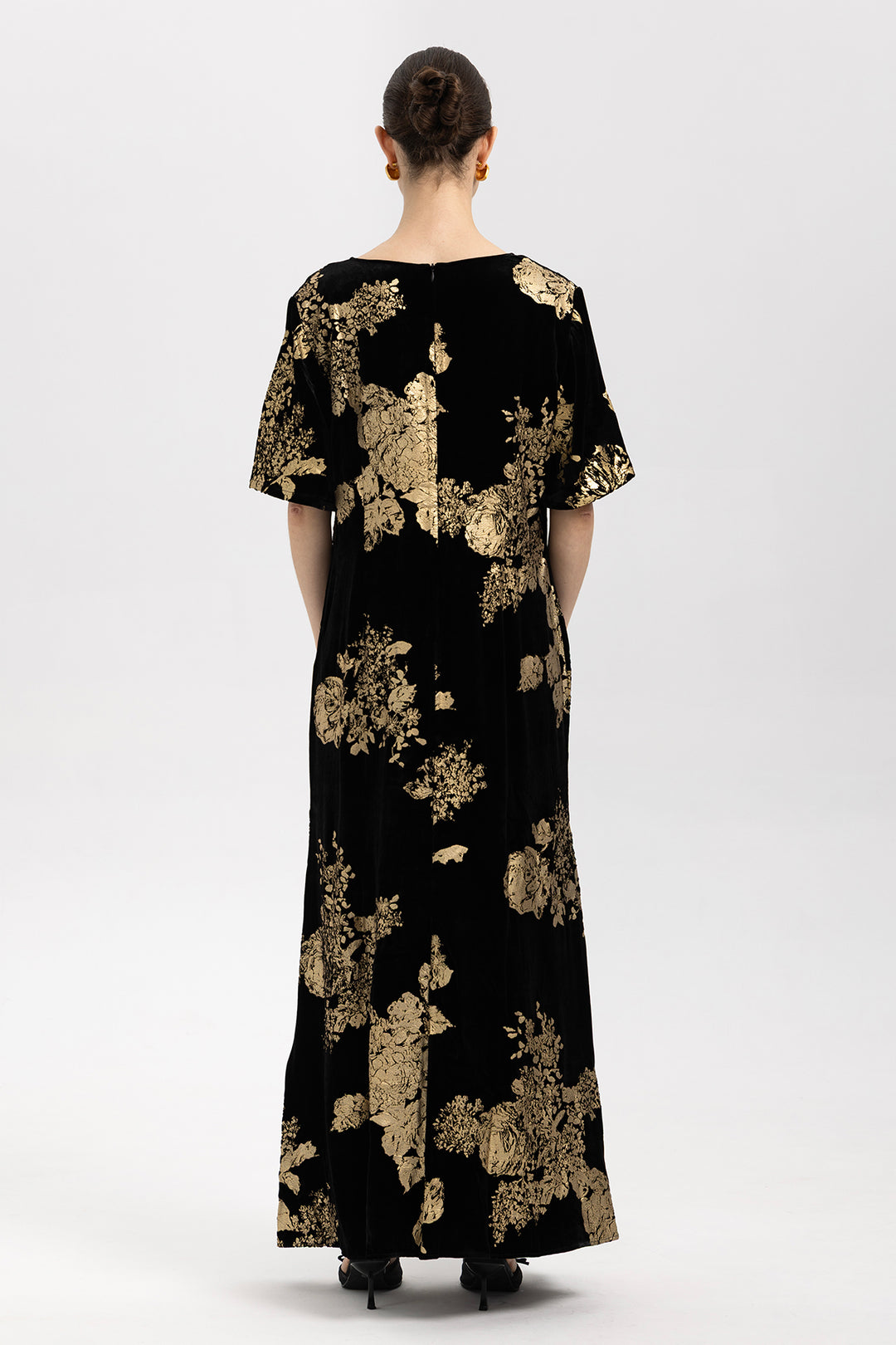 Selma Gilded Floral Burnout Velvet Maxi Dress