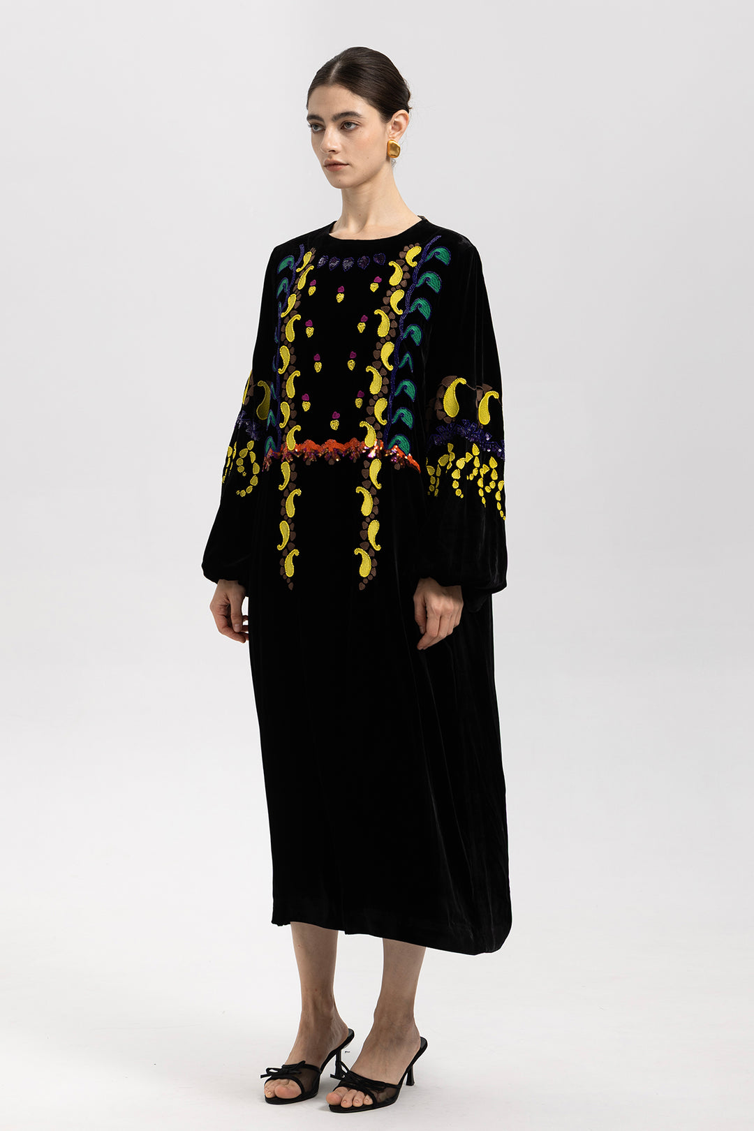 Esme Sequin Embroidered Velvet Dress