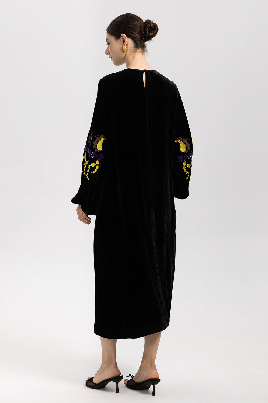 Esme Sequin Embroidered Velvet Dress