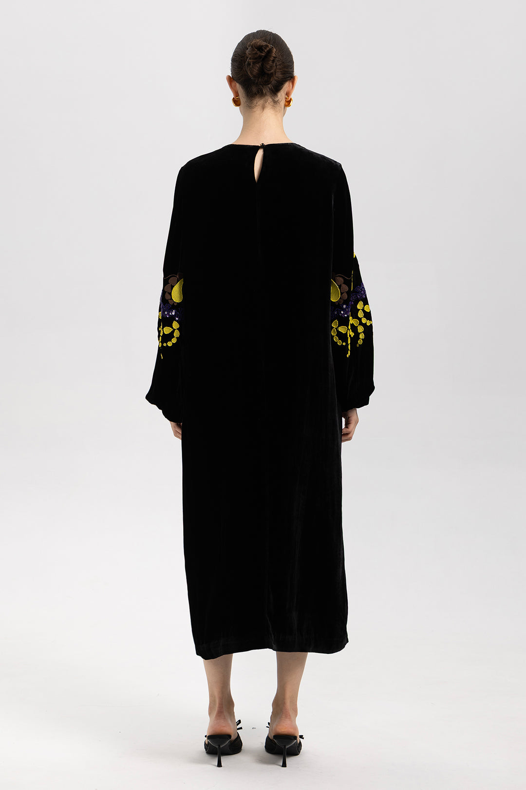 Esme Sequin Embroidered Velvet Dress