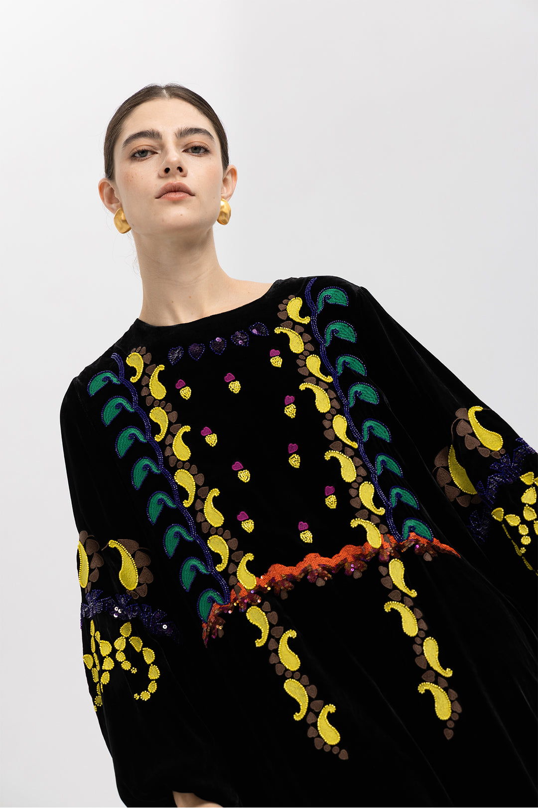 Esme Sequin Embroidered Velvet Dress