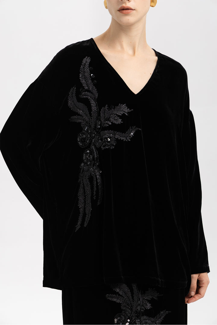 Farah Beaded Velvet Two Piece Set