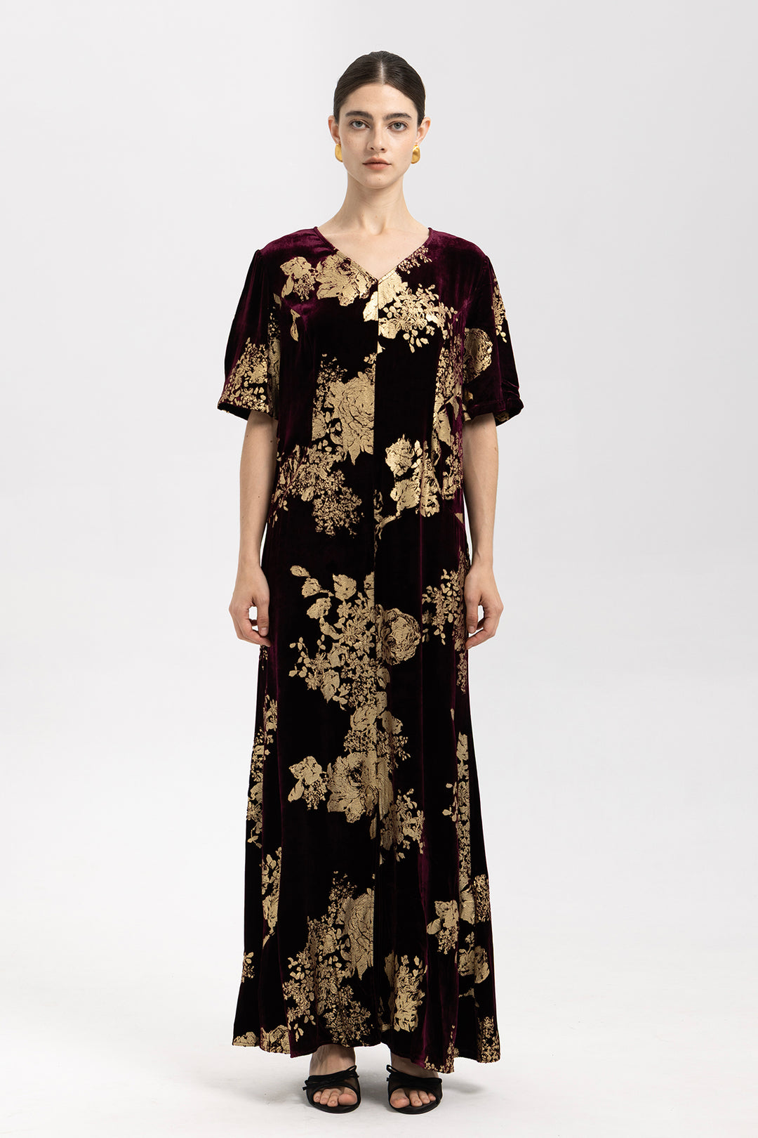 Selma Gilded Floral Burnout Velvet Maxi Dress