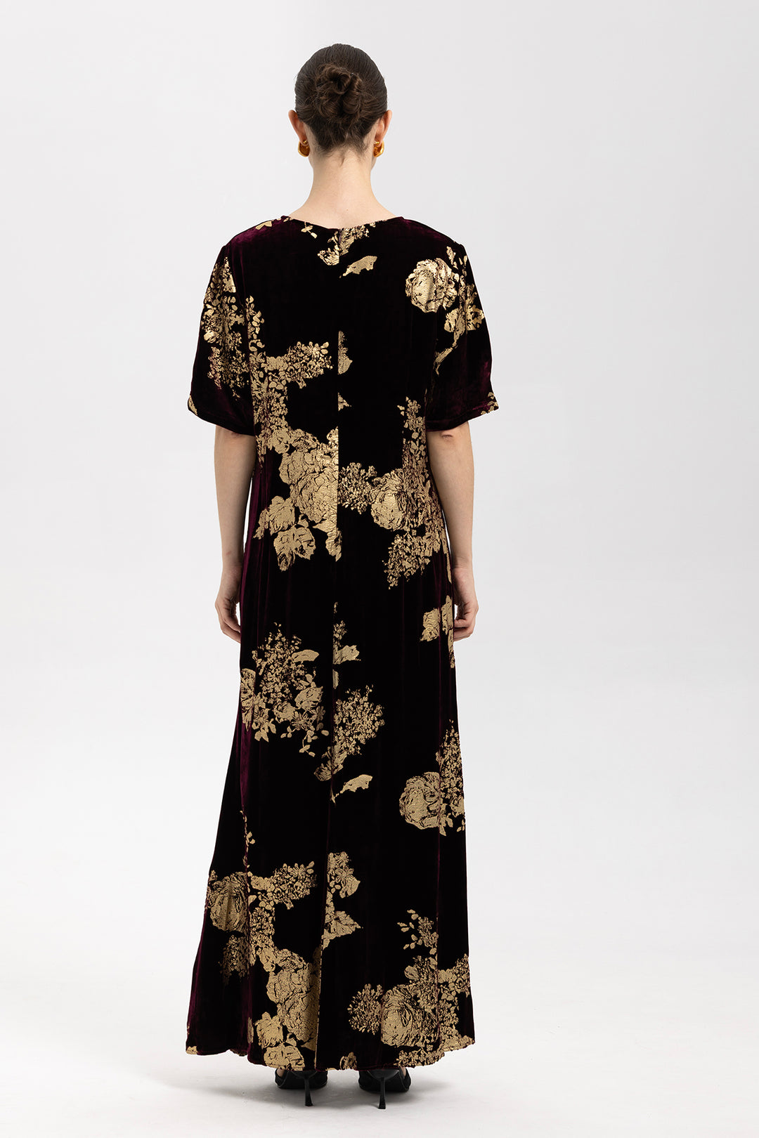 Selma Gilded Floral Burnout Velvet Maxi Dress