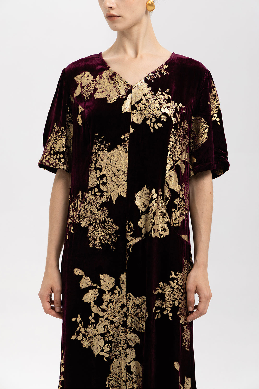 Selma Gilded Floral Burnout Velvet Maxi Dress