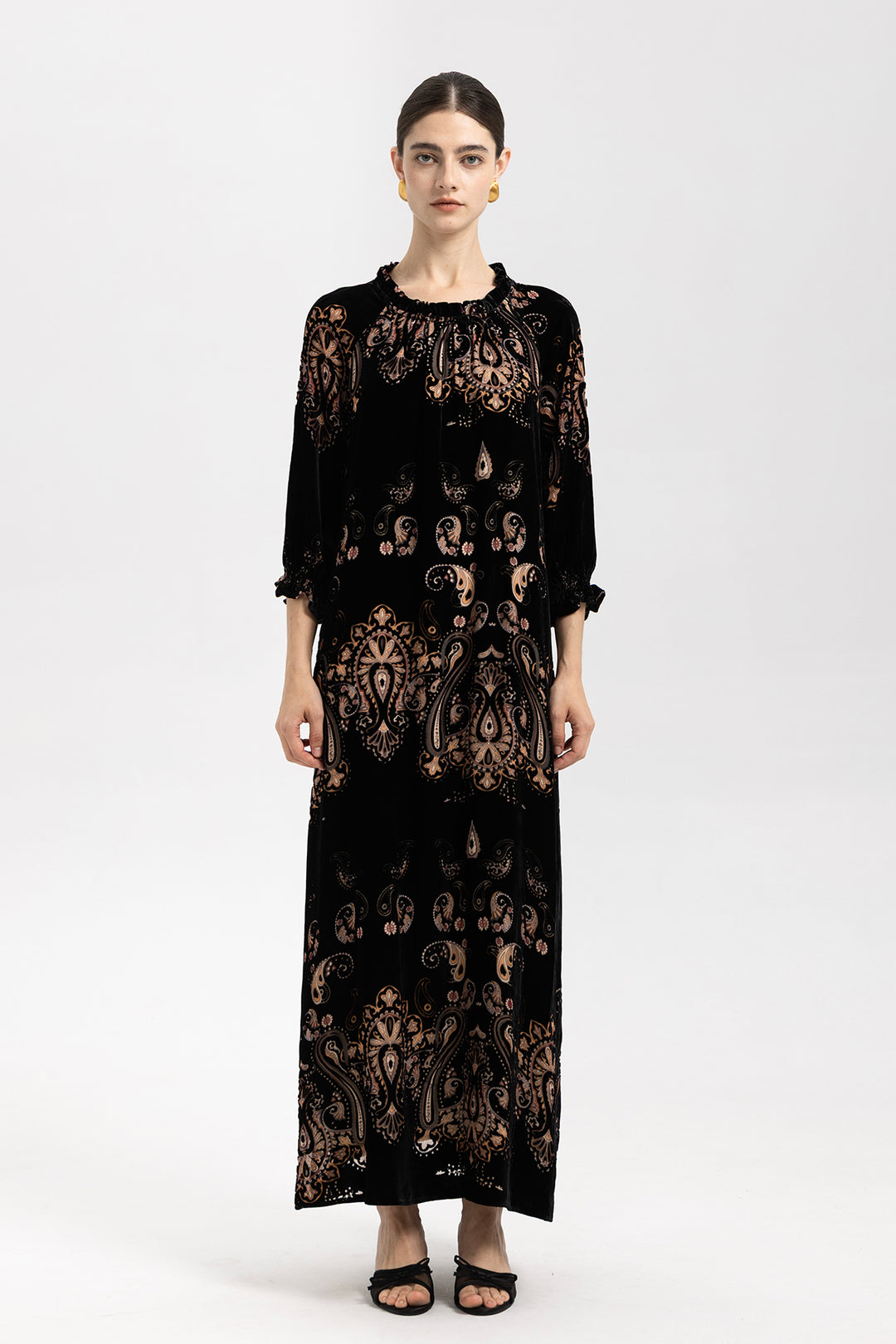 Leila Velvet Paisley Maxi Dress