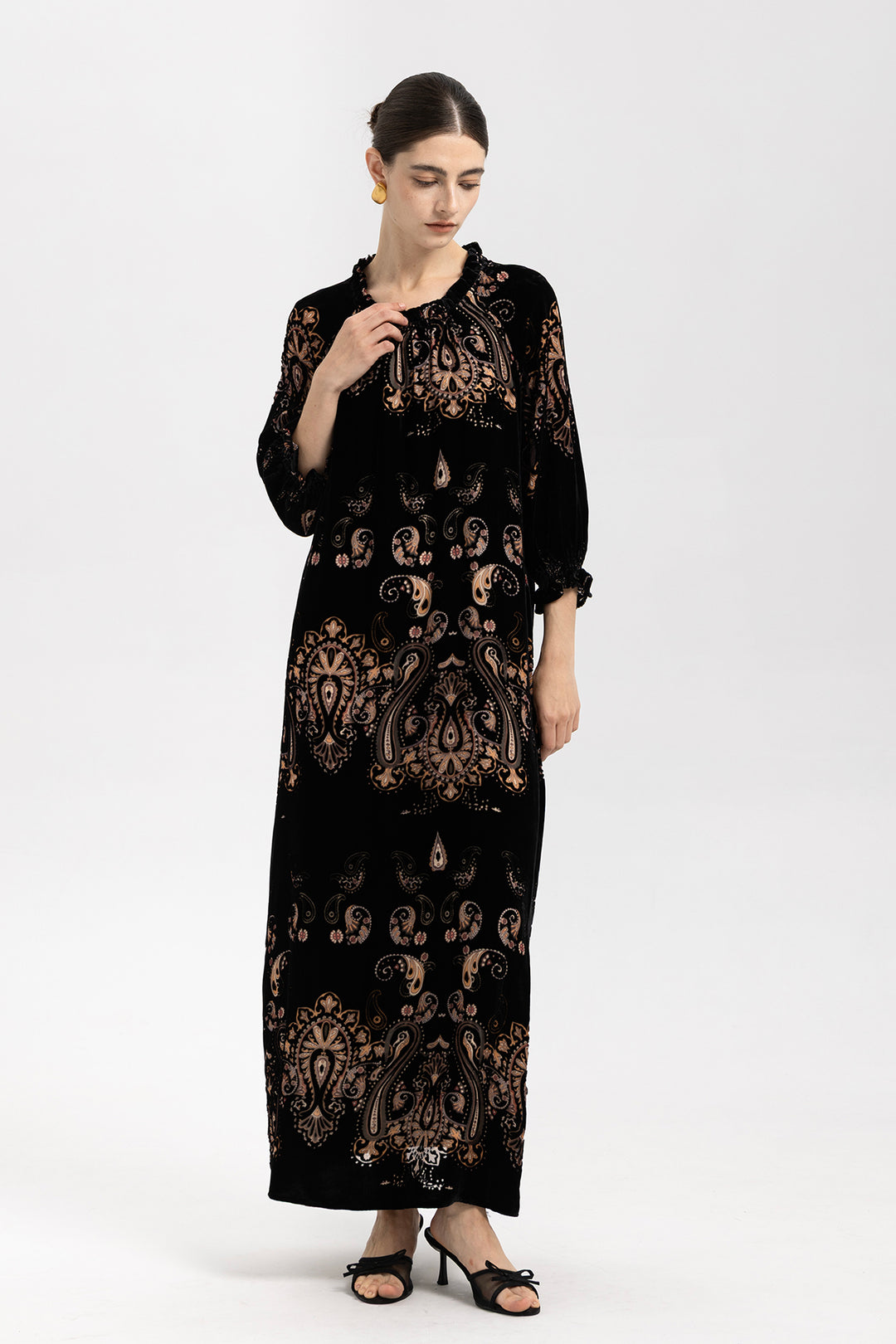 Leila Velvet Paisley Maxi Dress