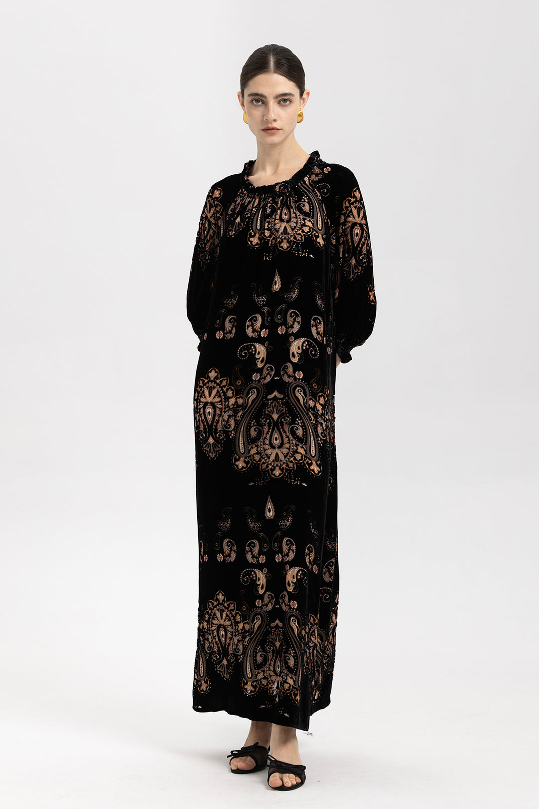 Leila Velvet Paisley Maxi Dress
