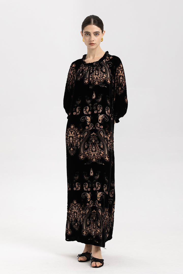 Leila Velvet Paisley Maxi Dress
