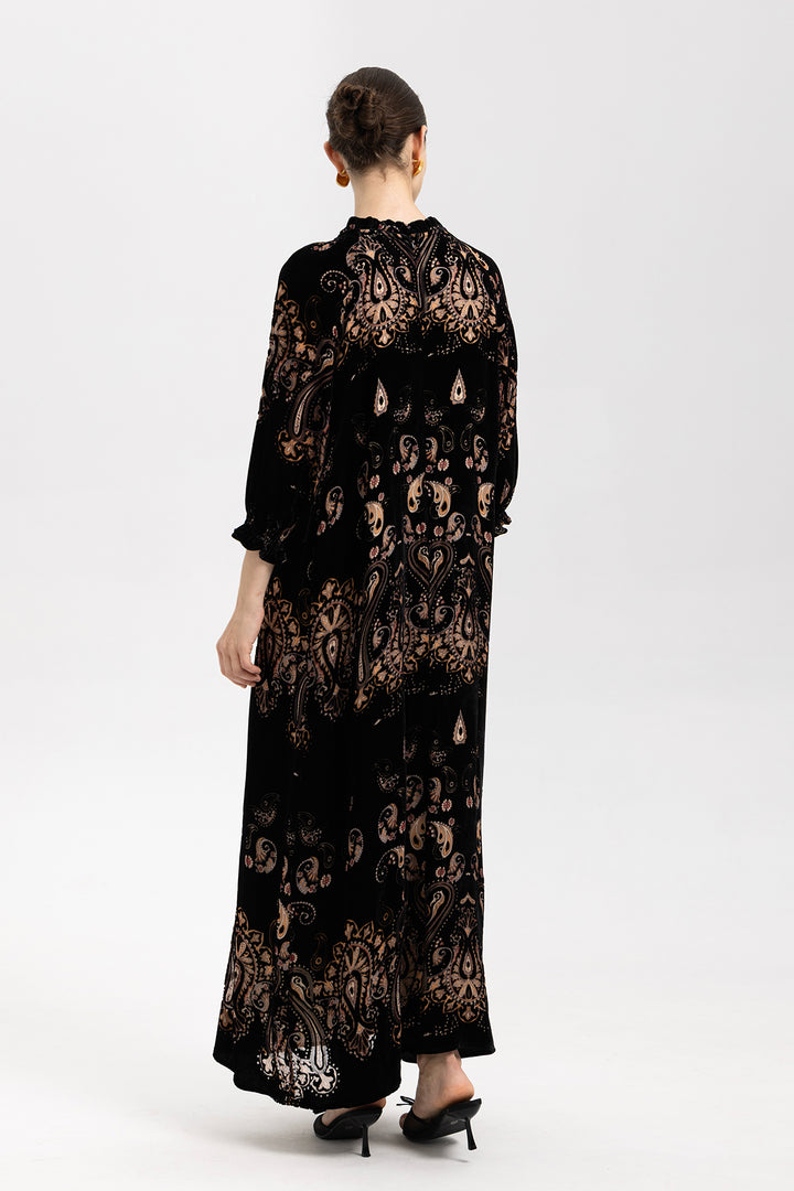 Leila Velvet Paisley Maxi Dress