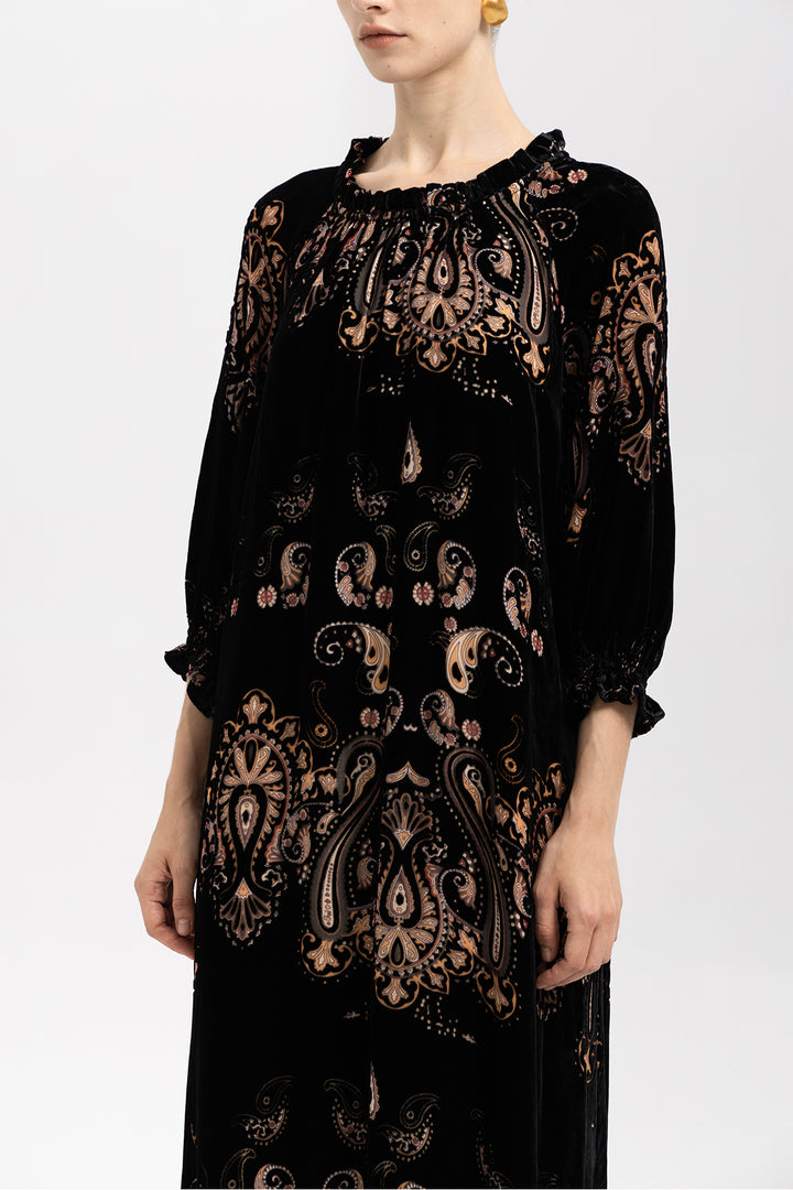 Leila Velvet Paisley Maxi Dress