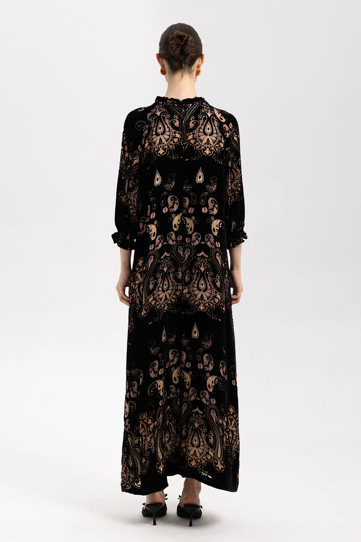 Leila Velvet Paisley Maxi Dress